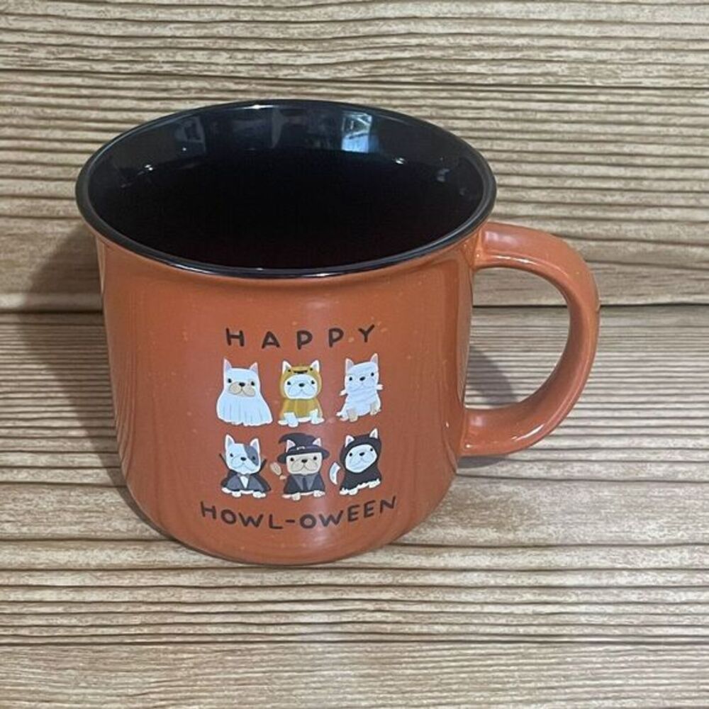 Winifred & Lily HAPPY‎ HOWL-OWEEN BULLDOGS IN COSTUME Ceramic Mug Coffee Cup